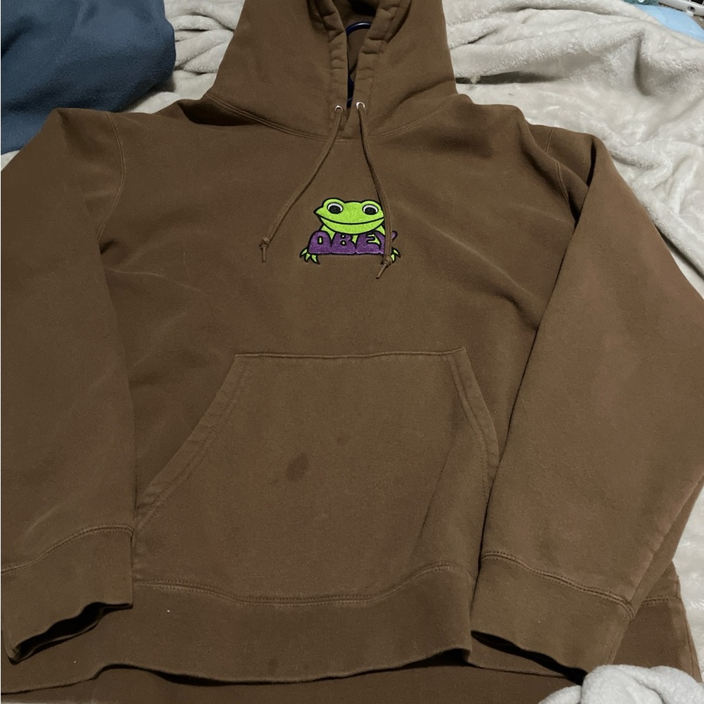 Obey Brown Sweater with Embroidered Logo